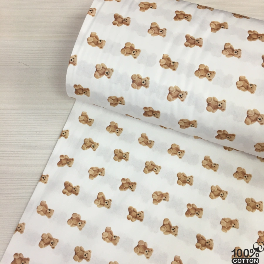 Baby Bear %100 Pamuk Dijital Baskı Poplin Kumaş - Görsel 2