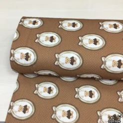 Çerçeveli Teddy %100 Pamuk Dijital Baskı Poplin Kumaş