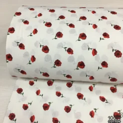 Ruby Flowers %100 Pamuk Dijital Baskı Poplin Kumaş