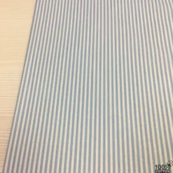 Mavi Renk Çizgi Desenli Poplin Kumaş - Görsel 2