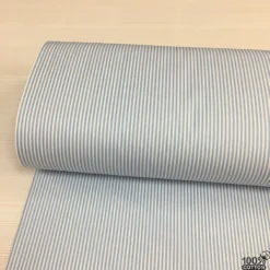 Mavi Renk Çizgi Desenli Poplin Kumaş - Görsel 5