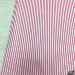 Pembe Renk Çizgi Desenli Poplin Kumaş - Görsel 2