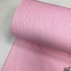 Pembe Renk Çizgi Desenli Poplin Kumaş - Görsel 4