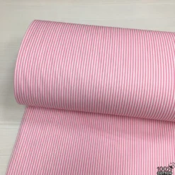 Pembe Renk Çizgi Desenli Poplin Kumaş - Görsel 5