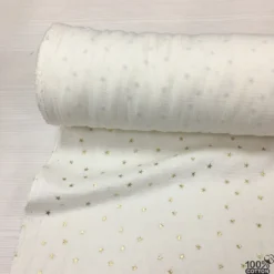 Gold Simli Yıldız Baskılı Çift Kat Müslin Kumaş - Görsel 7