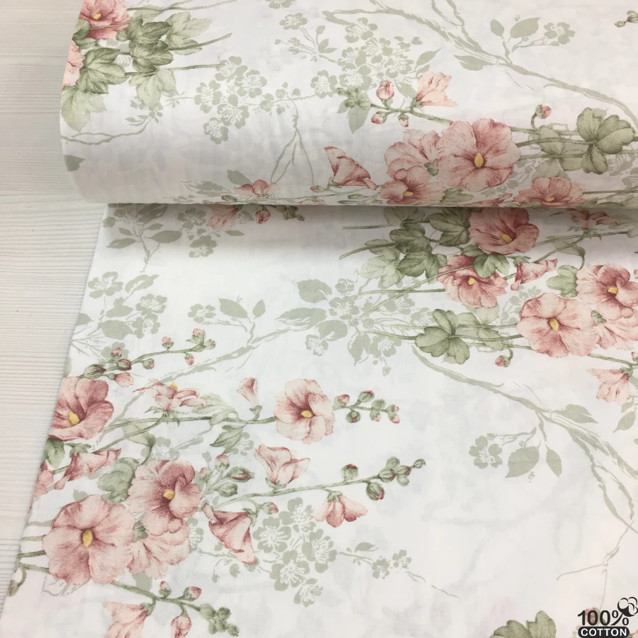 Mauve Blossom %100 Pamuk Poplin Kumaş - Görsel 3