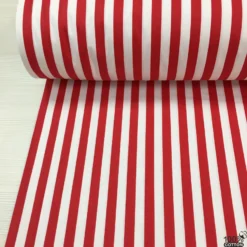 Kırmızı Renk Çizgi Desen Poplin Kumaş ( 1 Cm ) - Görsel 4