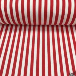 Kırmızı Renk Çizgi Desen Poplin Kumaş ( 1 Cm ) - Görsel 3