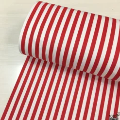 Kırmızı Renk Çizgi Desen Poplin Kumaş ( 1 Cm ) - Görsel 2