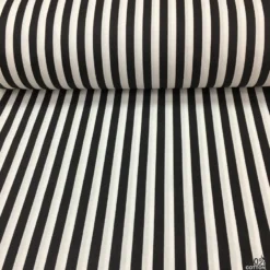 Siyah Renk Çizgi Desen Poplin Kumaş ( 1 Cm ) - Görsel 3