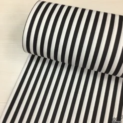 Siyah Renk Çizgi Desen Poplin Kumaş ( 1 Cm ) - Görsel 2