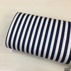 Lacivert Renk Çizgi Desen Poplin Kumaş ( 1 Cm )