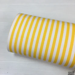Sarı Renk Çizgi Desen Poplin Kumaş ( 1 Cm )