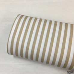 Bej Renk Çizgi Desen Poplin Kumaş ( 1 Cm )