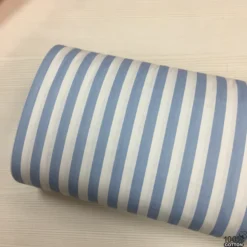 Mavi Renk Çizgi Desen Poplin Kumaş ( 1 Cm )