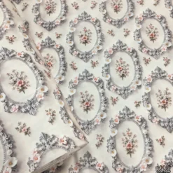 Vintage Çiçek Madalyon %100 Pamuk Dijital Baskı Poplin Kumaş - Görsel 5