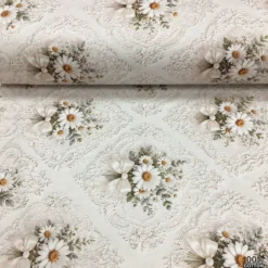 Daisy Damask %100 Pamuk Dijital Baskı Poplin Kumaş - Görsel 2