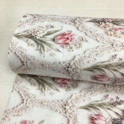 Victorian Floral Lace %100 Pamuk Dijital Baskı Poplin Kumaş