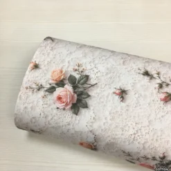 Rose & Lace %100 Pamuk Dijital Baskı Poplin Kumaş - Görsel 5