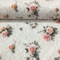 Rose & Lace %100 Pamuk Dijital Baskı Poplin Kumaş - Görsel 3