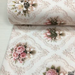 Floral & Damask %100 Pamuk Dijital Baskı Poplin Kumaş - Görsel 2