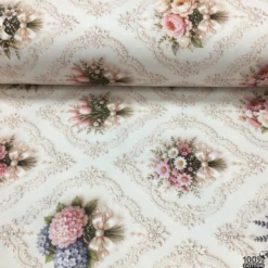 Floral & Damask %100 Pamuk Dijital Baskı Poplin Kumaş - Görsel 3