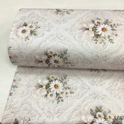 Daisy Damask %100 Pamuk Dijital Baskı Poplin Kumaş