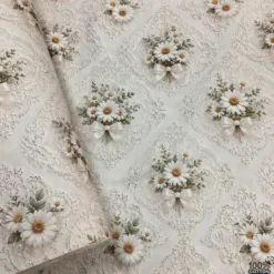 Daisy Damask %100 Pamuk Dijital Baskı Poplin Kumaş - Görsel 4