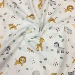 Zebra Aslan Fil Desen %100 Pamuk Müslin Kumaş