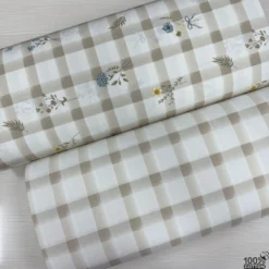 Floral Check %100 Pamuk Nevresimlik Poplin Kumaş