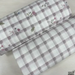 Floral Check %100 Pamuk Nevresimlik Poplin Kumaş