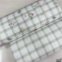 Floral Check %100 Pamuk Nevresimlik Poplin Kumaş