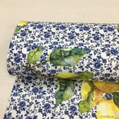 Blue Chintz & Lemon Dijital Panama Keten Kumaş - Görsel 2