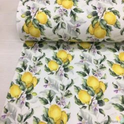 Lemon & Blossom Dijital Panama Keten Kumaş - Görsel 3