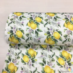 Lemon & Blossom Dijital Panama Keten Kumaş - Görsel 2