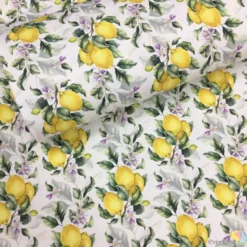 Lemon & Blossom Dijital Panama Keten Kumaş