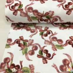 Sweet Cherry Bows Dijital Panama Keten Kumaş - Görsel 3