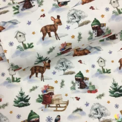Winter Wonderland Tale Dijital Panama Keten Kumaş