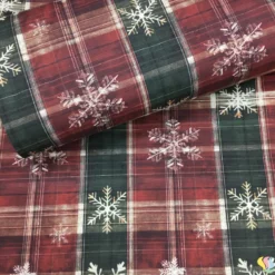Christmas Tartan Snowflake Dijital Panama Keten Kumaş