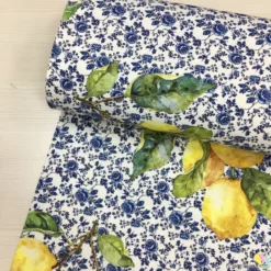 Blue Chintz & Lemon Dijital Panama Keten Kumaş - Görsel 4