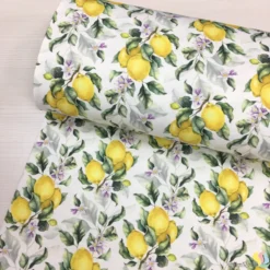 Lemon & Blossom Dijital Panama Keten Kumaş - Görsel 4