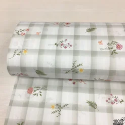 Floral Check %100 Pamuk Nevresimlik Poplin Kumaş - Görsel 3