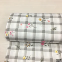 Floral Check %100 Pamuk Nevresimlik Poplin Kumaş - Görsel 2