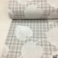 Leaf & Plaid %100 Pamuk Nevresimlik Poplin Kumaş - Görsel 5