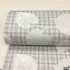 Leaf & Plaid %100 Pamuk Nevresimlik Poplin Kumaş - Görsel 4