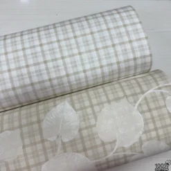 Leaf & Plaid %100 Pamuk Nevresimlik Poplin Kumaş