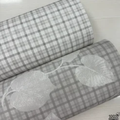 Leaf & Plaid %100 Pamuk Nevresimlik Poplin Kumaş