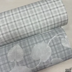 Leaf & Plaid %100 Pamuk Nevresimlik Poplin Kumaş