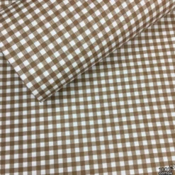Kahve Büyük Pötikare (1 cm) Poplin Kumaş - Görsel 4