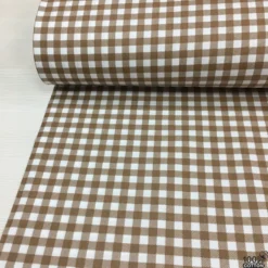 Kahve Büyük Pötikare (1 cm) Poplin Kumaş - Görsel 3